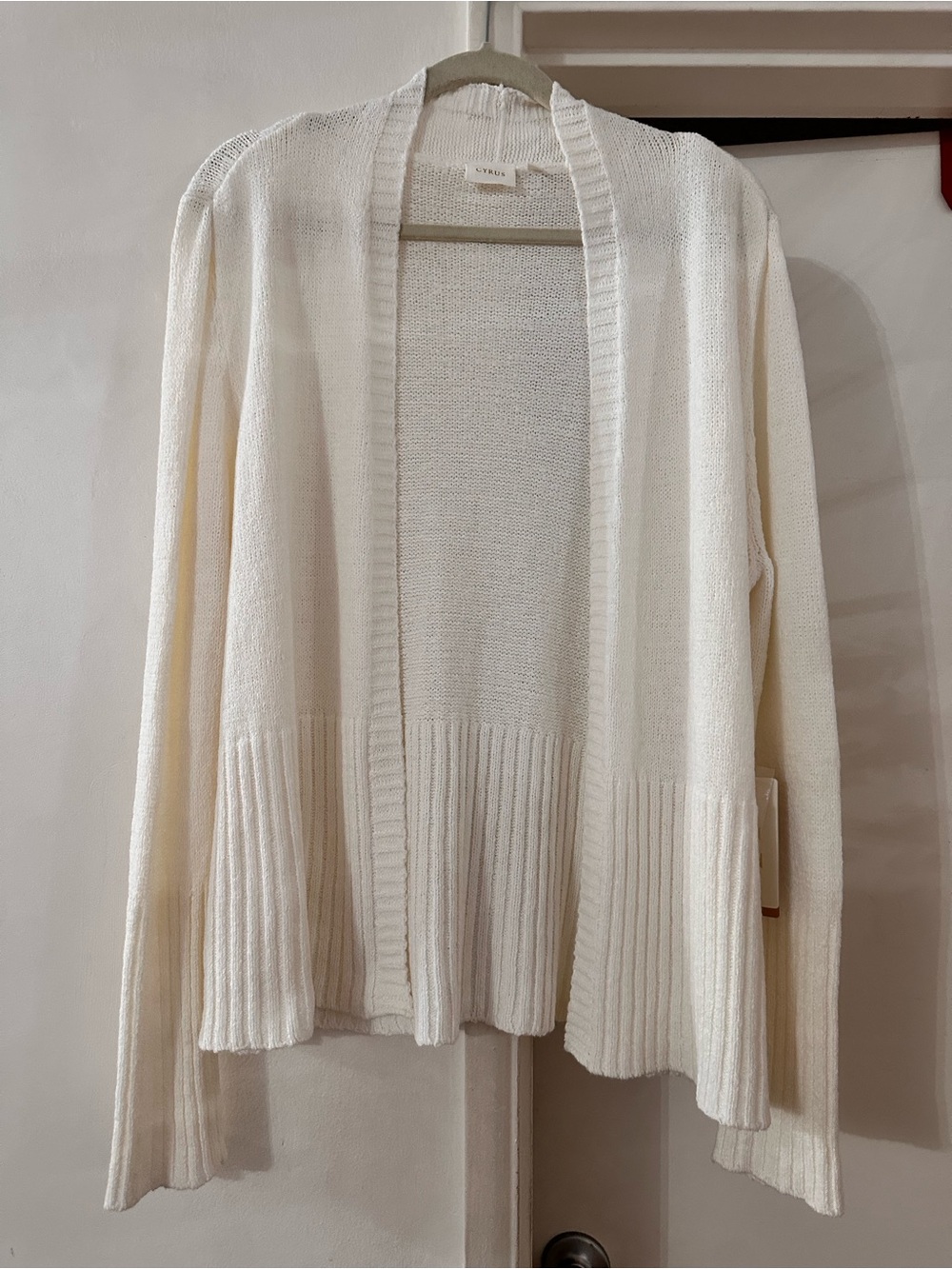 Cyrus Open-Front Cream Knit Cardigan